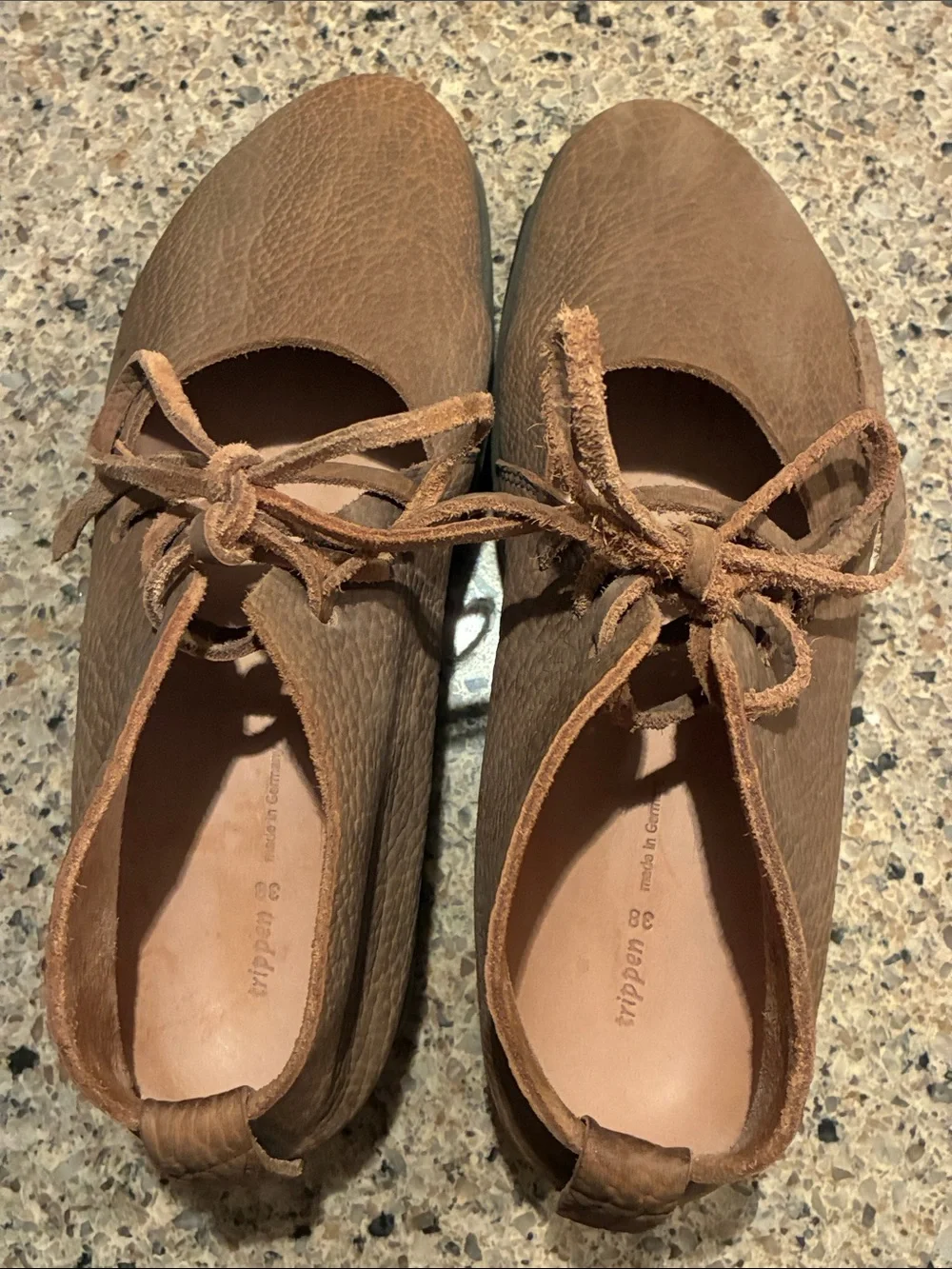 Women’s EU 38 trippen Leather Lace-Up Platform Shoes. Made in Germany